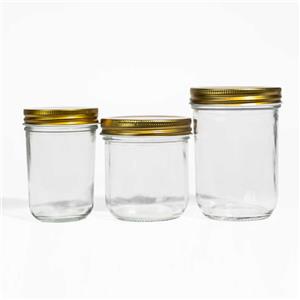 Transparente, nachfüllbare, luftdichte Mason-Weithalglas-Kaviarflasche aus Glas mit Metalldeckel