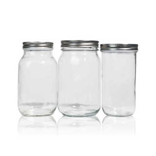 Transparente, nachfüllbare, luftdichte Mason-Weithalglas-Kaviarflasche aus Glas mit Metalldeckel