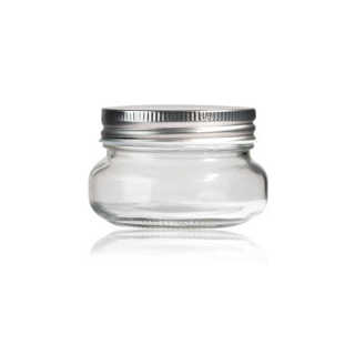 Transparente, nachfüllbare, luftdichte Mason-Weithalglas-Kaviarflasche aus Glas mit Metalldeckel