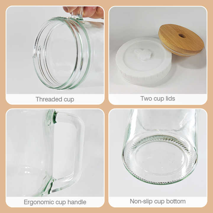 Supply 24oz Glass Cups With Lids and Straws 24oz Tumbler With Handle Coffee  Cups Glasses Mason Jar Cups Drinking Set Wholesale Factory - XUZHOU DAXIN  GLASS PRODUCTS CO., LTD
