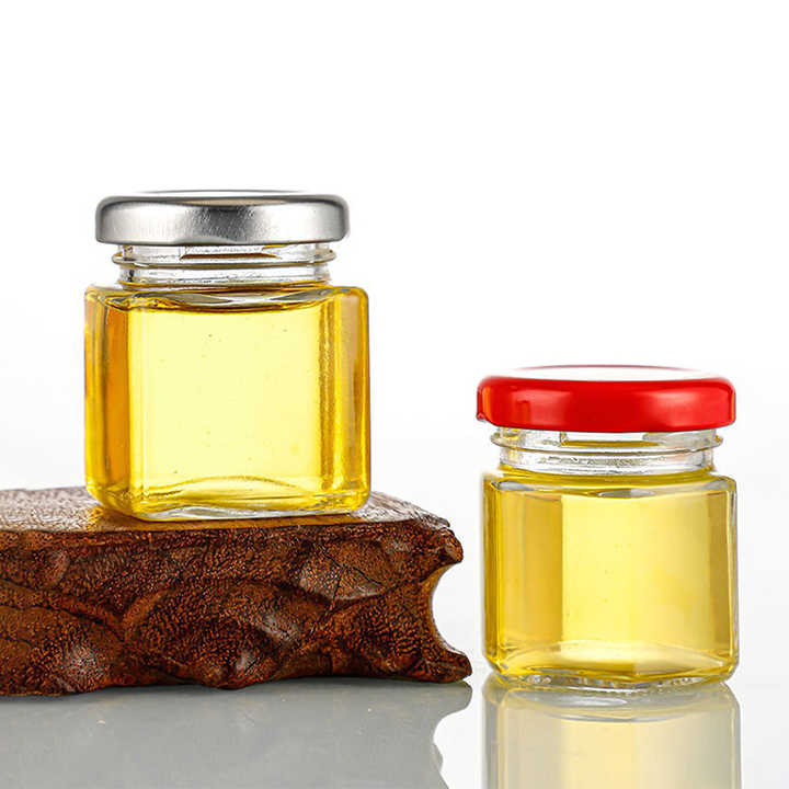 Stoples Kaca Kemasan Madu 30ml 40ml 50ml Stoples Kaca Bentuk Bulat, Persegi, dan Segi Enam