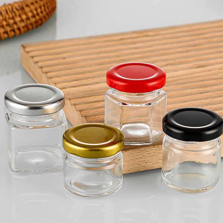 Stoples Kaca Kemasan Madu 30ml 40ml 50ml Stoples Kaca Bentuk Bulat, Persegi, dan Segi Enam