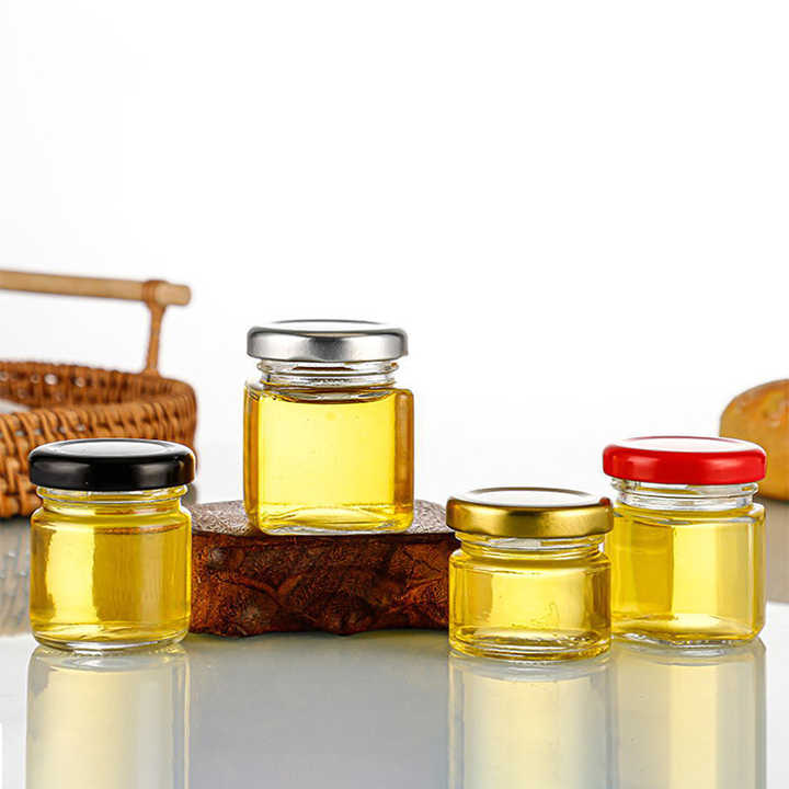 Stoples Kaca Kemasan Madu 30ml 40ml 50ml Stoples Kaca Bentuk Bulat, Persegi, dan Segi Enam