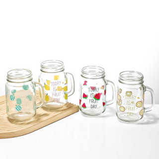 Heißer Verkauf Einmachglas aus Glas mit Strohhalm und Metalldeckel - 16oz (480ml) Weithals-Trinkbehälter