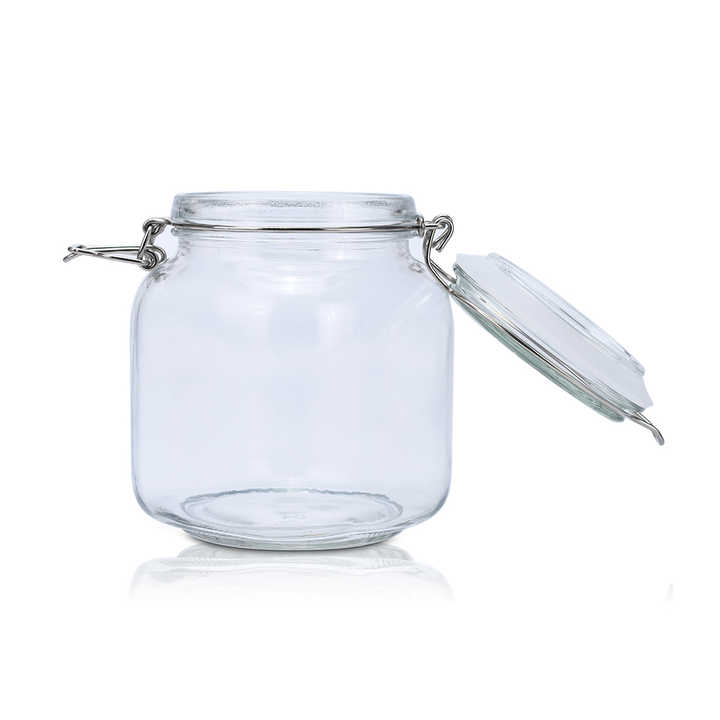 Stoples Kaca Penyimpanan Mason Jar 500ml 750ml 1000ml 1500ml Stoples Kaca Penyimpanan Makanan Dapur untuk Kue dan Acar dengan Tutup Jepit