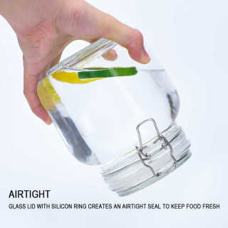 Tarro de cristal para almacenamiento de alimentos de cocina, de 500 ml, 750 ml, 1000 ml y 1500 ml, con tapa con clip