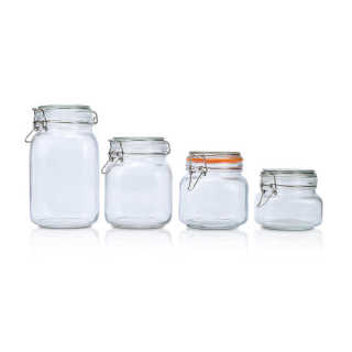 Glass Storage Mason Jar 500ml 750ml 1000ml 1500ml Cookie Pickles Kitchen Food Storage Glass Jar with Clip Lid