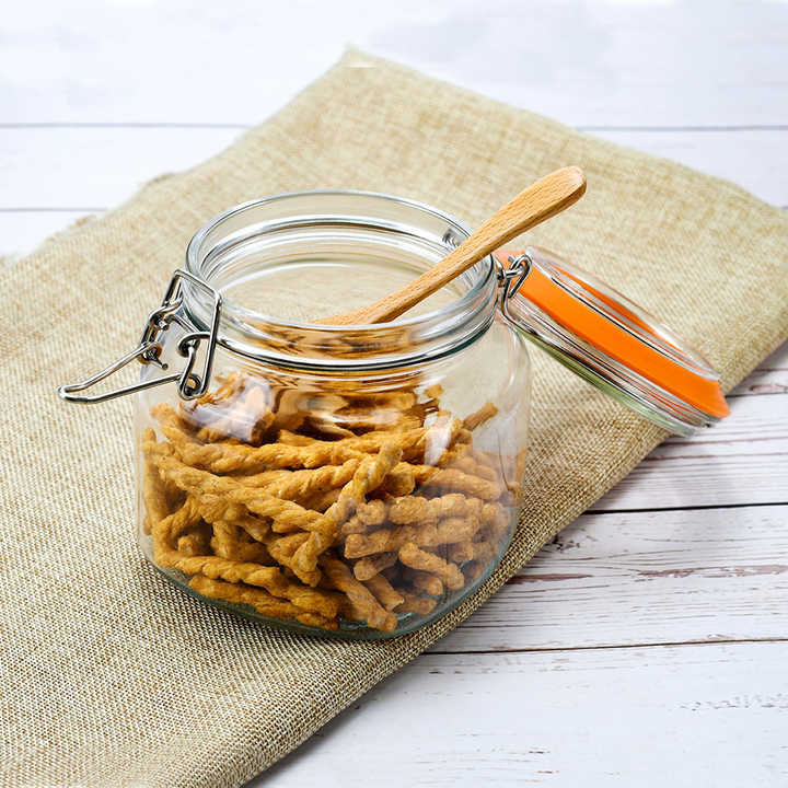 Stoples Kaca Penyimpanan Mason Jar 500ml 750ml 1000ml 1500ml Stoples Kaca Penyimpanan Makanan Dapur untuk Kue dan Acar dengan Tutup Jepit
