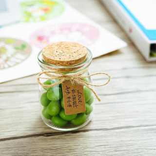 Heißer Verkauf 3,4 oz klare Geschenkgläser aus Glas mit Korkdeckel