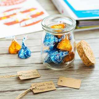 Heißer Verkauf 3,4 oz klare Geschenkgläser aus Glas mit Korkdeckel