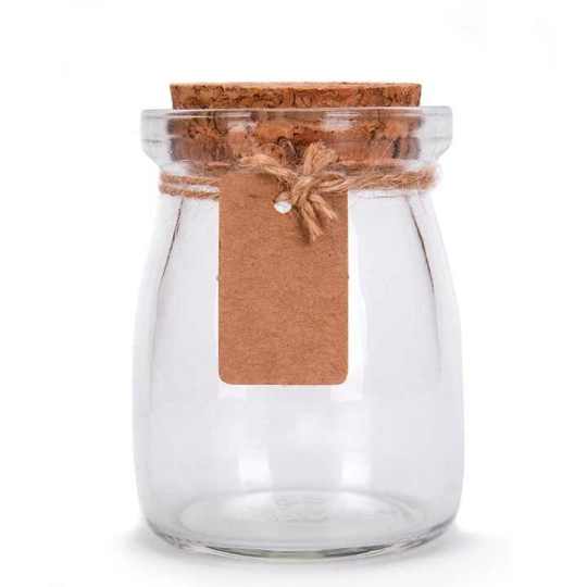 Heißer Verkauf 3,4 oz klare Geschenkgläser aus Glas mit Korkdeckel