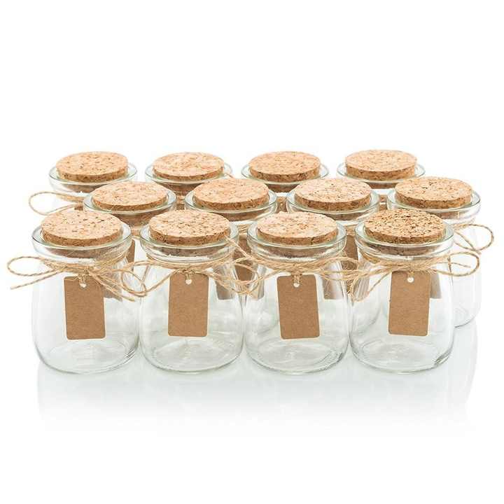 Toples Kaca Bening 3,4 ons dengan Tutup Gabus untuk Hadiah
