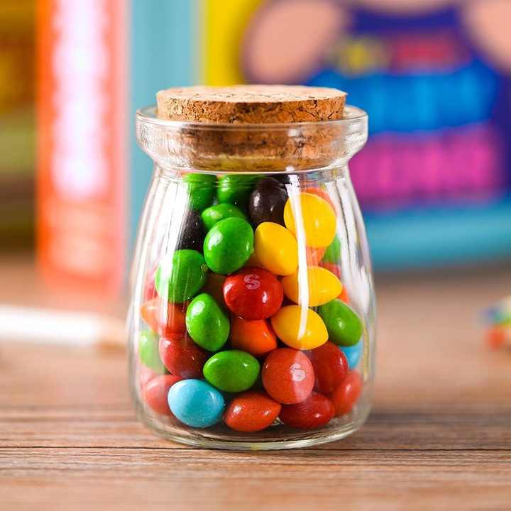 Toples Kaca Bening 3,4 ons dengan Tutup Gabus untuk Hadiah