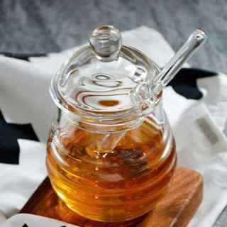 Durable Borosilicate Glass 280ml Honey Jar with Stirring Rod