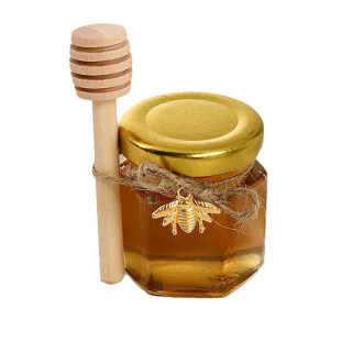Toples Madu Heksagonal Kaca 25ml 45ml dengan Tutup Logam
