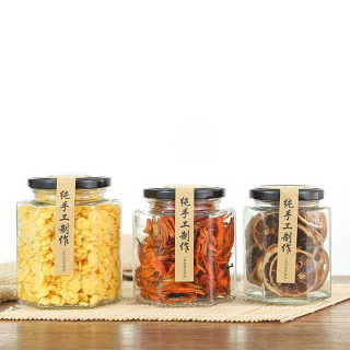 Multi Capacity Clear Hexagonal Glass Honey Jam Jars with Lids