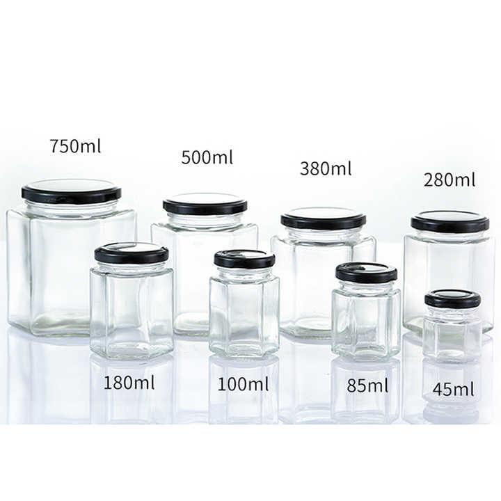 Hexagon Transparent Glass Bottle