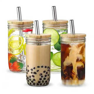 Gobelet en verre réutilisable de 16 oz pour canettes de bière à large ouverture