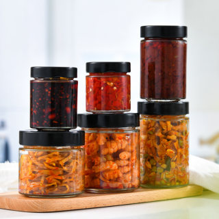 Canister Glass Bottle 500ml 730ml Jam Chili Sauce Pickle Nut Glass Jar
