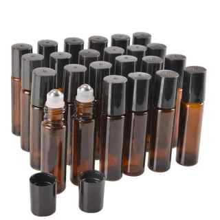 Hot Selling 10ml Amber Glass Roll on Bottle with Stainless Roller