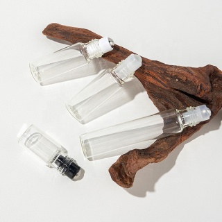 Botella de vidrio vacía con rodillo transparente de 3 ml, 5 ml y 10 ml para aceites esenciales, botella de perfume con rodillo rellenable