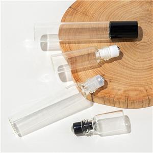 Botella de vidrio vacía con rodillo transparente de 3 ml, 5 ml y 10 ml para aceites esenciales, botella de perfume con rodillo rellenable
