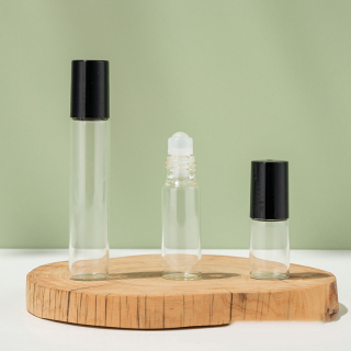Botella de vidrio vacía con rodillo transparente de 3 ml, 5 ml y 10 ml para aceites esenciales, botella de perfume con rodillo rellenable