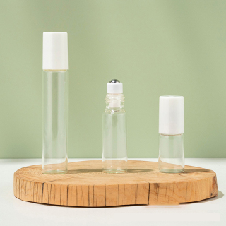 Botella de vidrio vacía con rodillo transparente de 3 ml, 5 ml y 10 ml para aceites esenciales, botella de perfume con rodillo rellenable