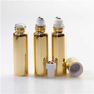 Botol Kaca Roll On Minyak Esensial Emas Perak Elektroplating Mewah 5ml 10ml