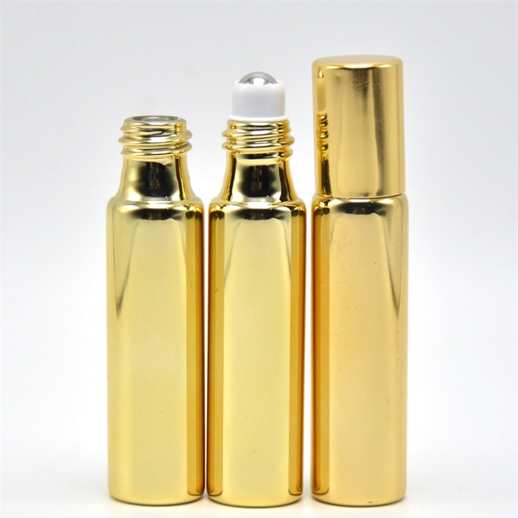 Botol Roll-on Minyak Esensial Mewah 5ml 10ml dengan Lapisan Emas Perak