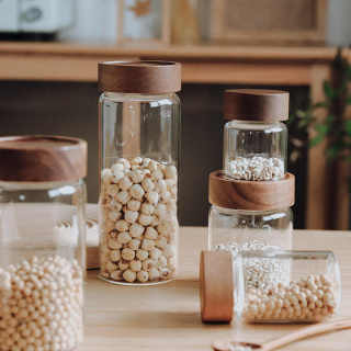 Kitchen Accessories Spice Jar Food Grade Borosilicate Glass Storage Jars With Wooden Lid