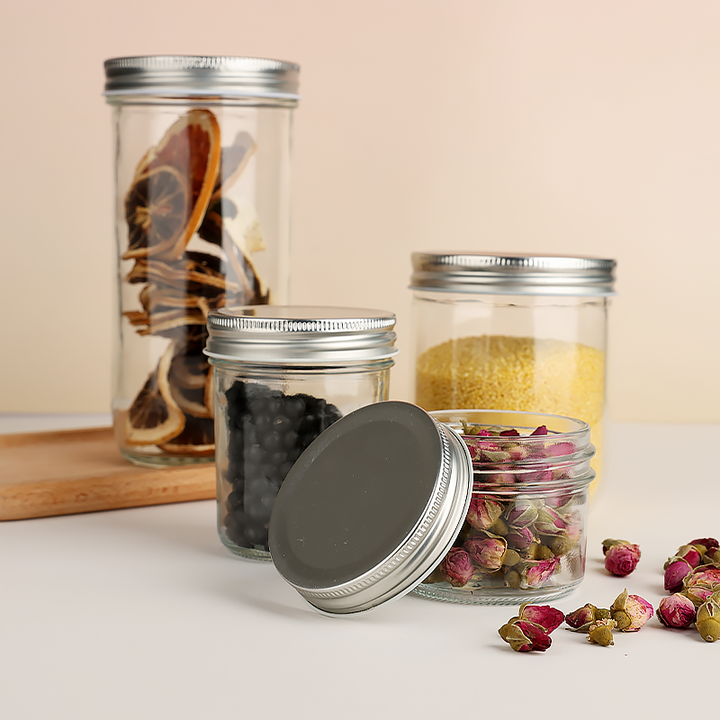 Grosir Stoples Kaca Madu, Stoples Mason Bebas Timbal, Stoples Kaca Penyimpanan Makanan dengan Tutup Stainless Steel