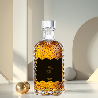 500 мл Роскошная круглая прозрачная стеклянная бутылка для ликера и вина Бутылка для виски без пробки