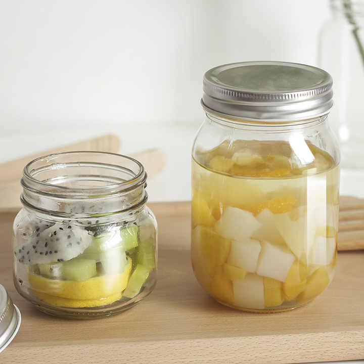 Frascos Mason de 16 oz, de boca ancha, de vidrio transparente con tapas herméticas