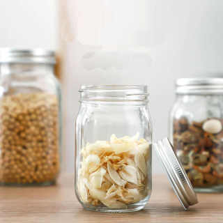 Mason Jars 16 oz Wide Mouth Clear Glass Mason Jar with Airtight Lids