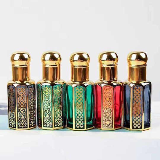 Flacone di olio essenziale da 3/6/12 ml, flacone vuoto, flacone di profumo con rullo colorato galvanico