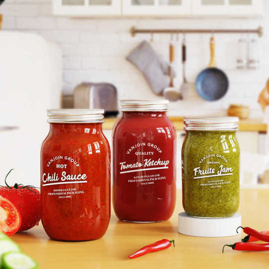 Barattoli di vetro per alimenti vuoti trasparenti da 12 oz, 16 oz, 25 oz e 32 oz con bocca larga