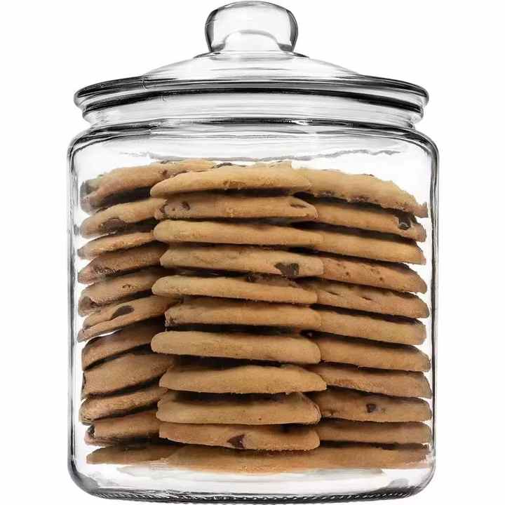 Frascos de vidrio transparente redondos de gran capacidad de 1 galón para almacenar galletas en la cocina