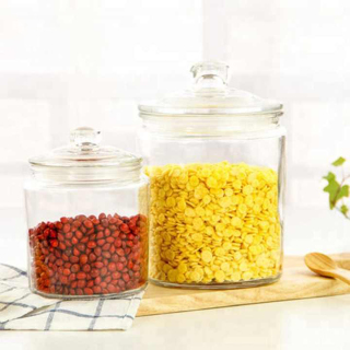 Toples Penyimpanan Kue Dapur Kaca Bulat Bening Kapasitas Besar 1 Galon