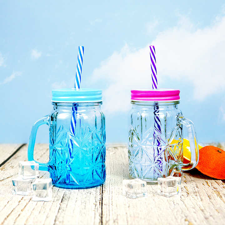 Botol Air Kaca Bening Hadiah Promosi Berwarna-warni dengan Motif Timbul