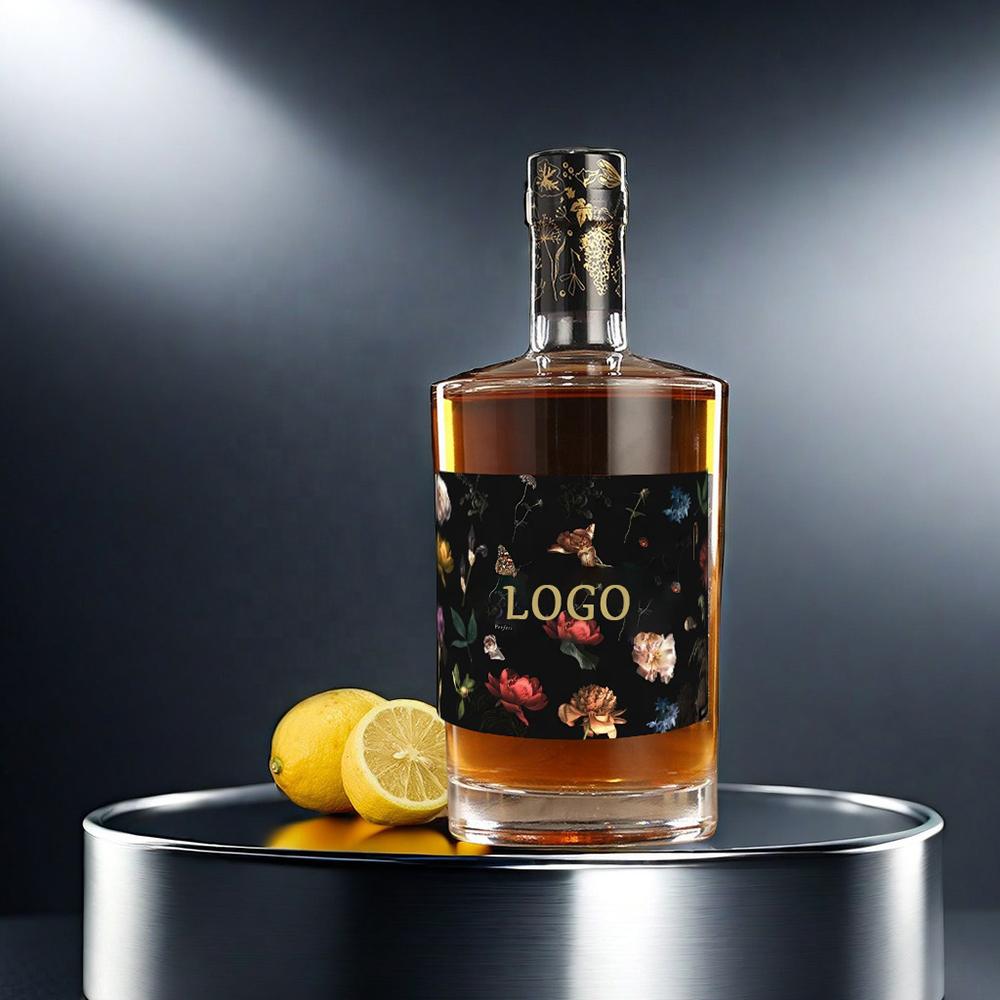 Botol Whisky Vodka Tequila 100ml 750ml 500ml Botol Kaca 750ml untuk Minuman Beralkohol, Anggur, dan Minuman Keras Kustom