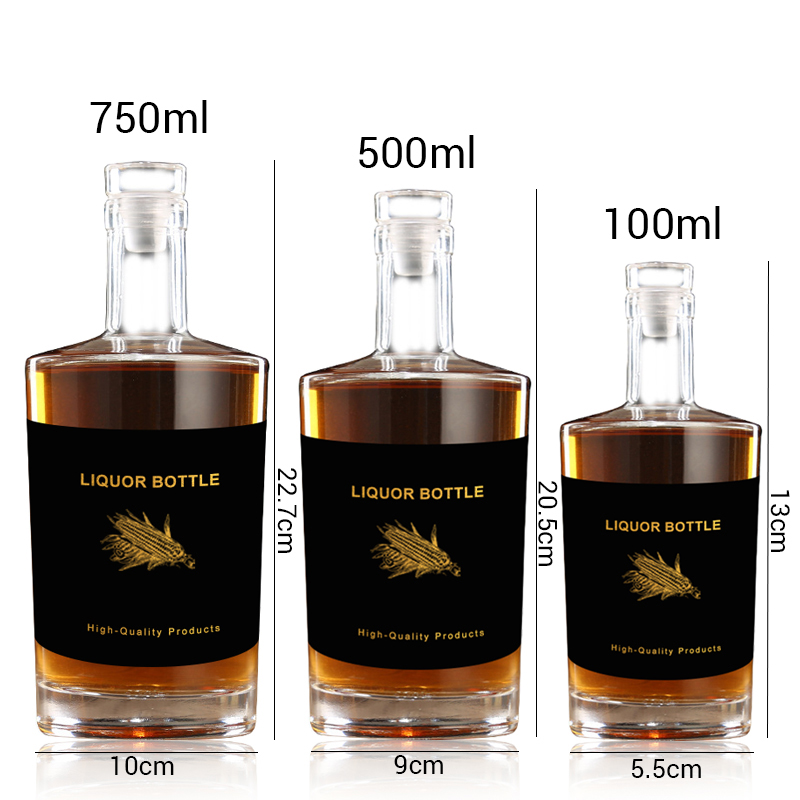 Botol Whisky Vodka Tequila 100ml 750ml 500ml Botol Kaca 750ml untuk Minuman Beralkohol, Anggur, dan Minuman Keras Kustom