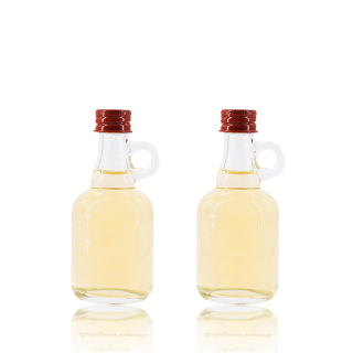 Prezzo di fabbrica 50 ml bottiglie di vetro vuote trasparenti piccole mini California con manico per sciroppo d'acero