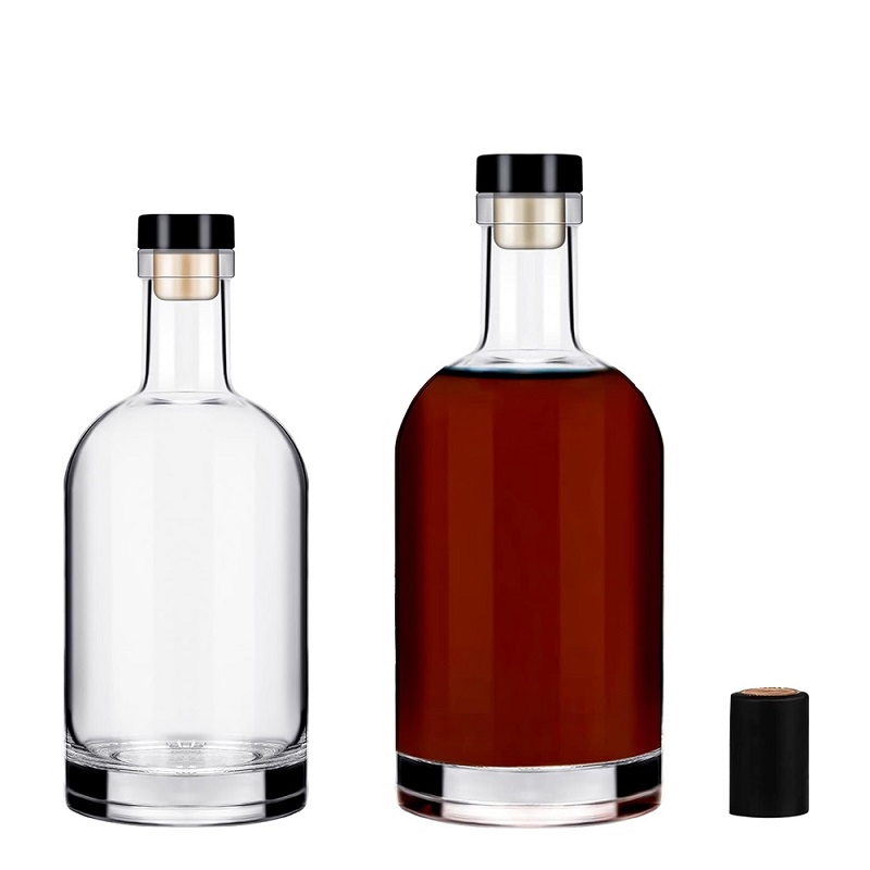 Botol Minuman Keras Kaca Bening Nocturne Nordic untuk Vodka Tanpa Gabus, Ukuran 200ml, 375ml, 500ml, 750ml, 1000ml