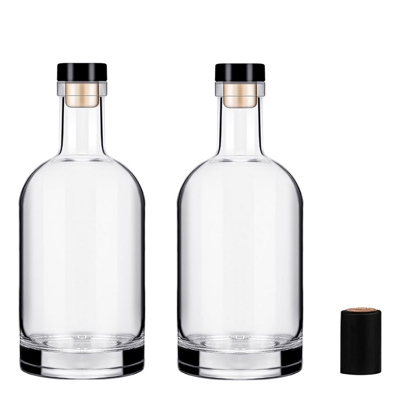 Botol Minuman Keras Kaca Bening Nocturne Nordic untuk Vodka Tanpa Gabus, Ukuran 200ml, 375ml, 500ml, 750ml, 1000ml