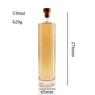 Venta caliente Botella de licor de vidrio redonda de hombro plano de 530 ml sin tapas