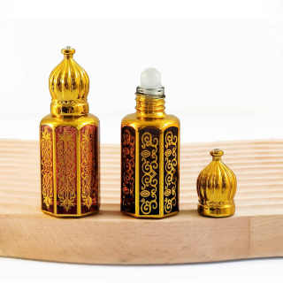 Spot 3ml6ml12ml Colored Electroplated Glass Roll on Bottle Electroplated Carved Perfume Roll on Bottle for Essential Oil