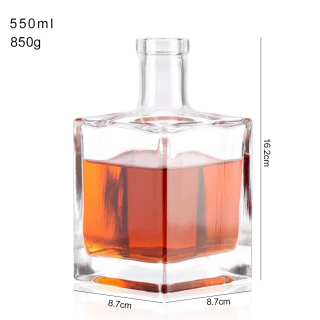 Rum Nordic Gin Whiskey Vodka Glass Liquor Wine Bottle Square Shape 500ml Spirits