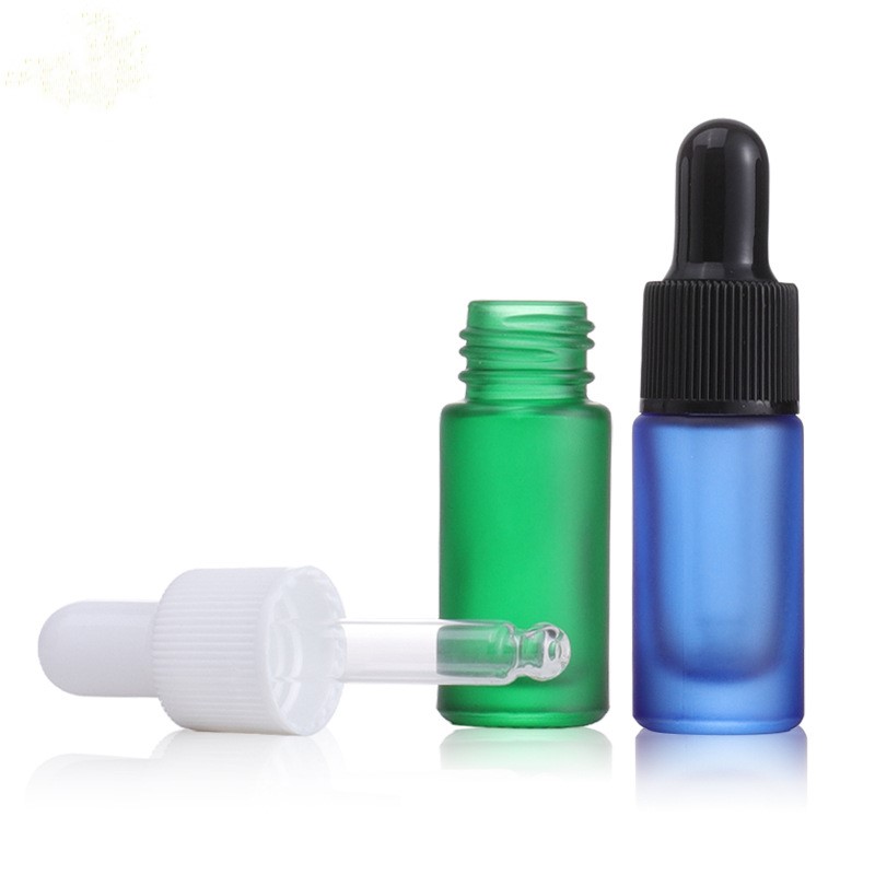 Botol penetes kaca warna hitam pink pelangi matte 5ml untuk parfum/minyak esensial tersedia.
