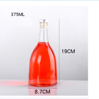 Bouteille de vin scellée en verre transparent de 13 oz avec bouchon en polymère